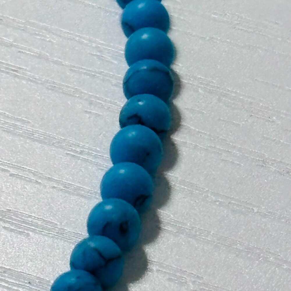 Turquoise Bead Choker Necklace Minimalist 16” Toggle Clasp - Picture 5 of 12